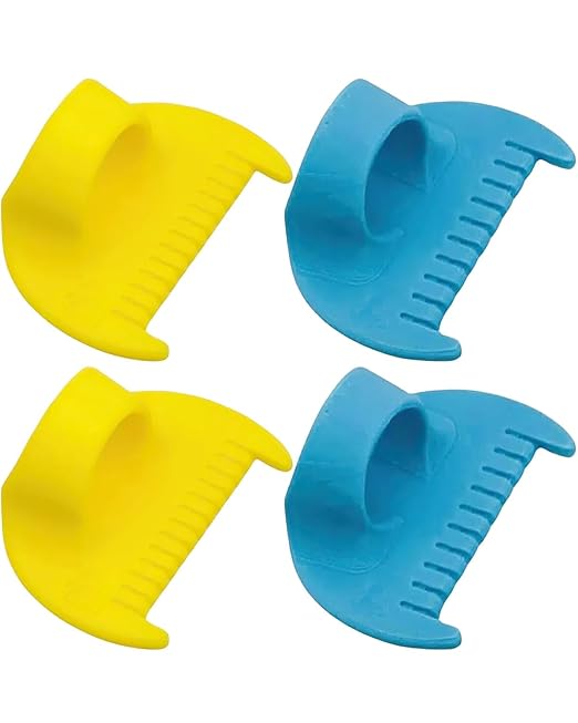 4 PCS Sewing Tool Set - Edge Stitch Lock and Sewing Gauge, Blanket Stitch Guide Tool for Hand Sewing, Quilting, Hemming & Crafts - Yellow & Blue with 3 mm & 4 mm