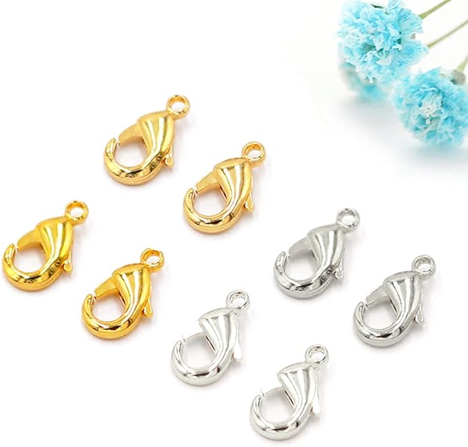 800 Pcs Jewelry Making Accessories Set with 100 Pieces Lobster Claw Clasp 200 Pieces Bead Tips Knot Covers and 500 Pieces Open Jump Ring Connectors DIY Jewelry Making Supplies(Silver)