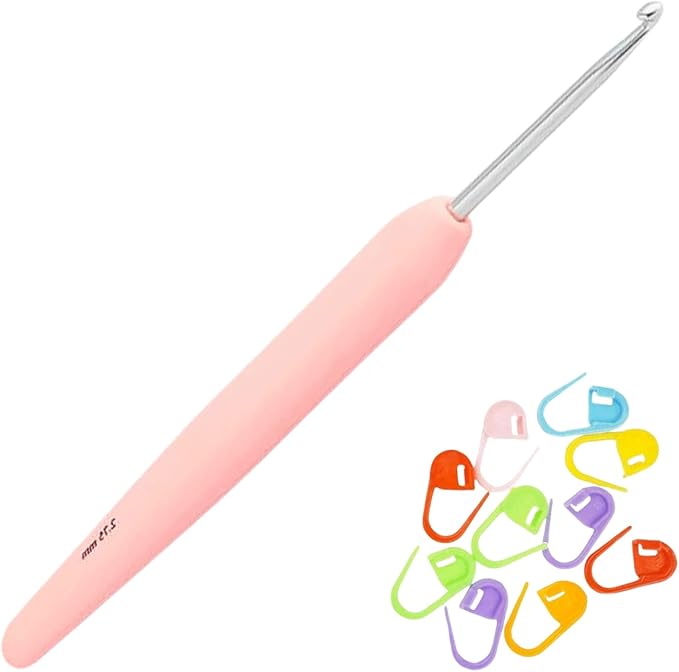 KnitPro Waves 2.0 Crochet Hook 5.25 inch, 2.75mm (13cm, US Size C) Aluminum with 10 Colorful Stitch Markers