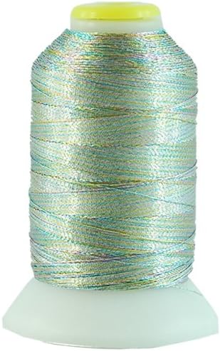 Threadart Metallic Thread | No. L88 - Multi Shimmer | 500 Meter Cones (550 Yards) | 25 Brilliant Shiny Colors | For Machine Embroidery