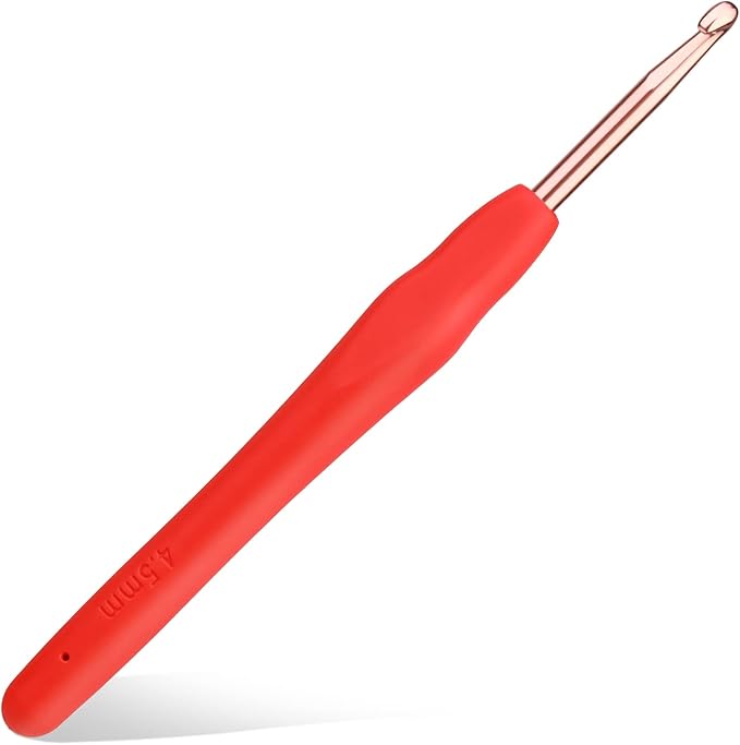kgxulr 4.5 mm Crochet Hook, Aluminum Soft Grip Rubber Handle Needles Ergonomic Knitting Needles for Beginners and Handmade DIY