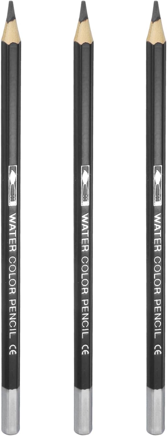 PATIKIL Watercolor Pencils, Black Color Pencil Set Sketch Coloring Drawing Colored Pencils Bulk Artist Drawing Supplies for Adult Coloring Book Blending, 3 Pcs