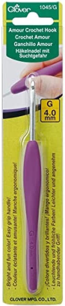 Clover 1045/G Purple Amour Crochet Hook, Size G, 4.0mm
