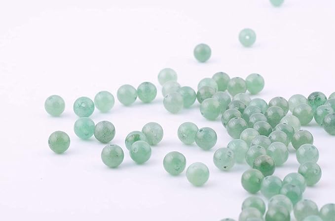 Natural Stone Beads 100pcs 6mm Green Aventurine Round Genuine Stone Beading Loose Gemstone Hole 1mm DIY Charm Smooth Beads for Bracelet Necklace Earrings Jewelry Making (Green Aventurine, 6mm)