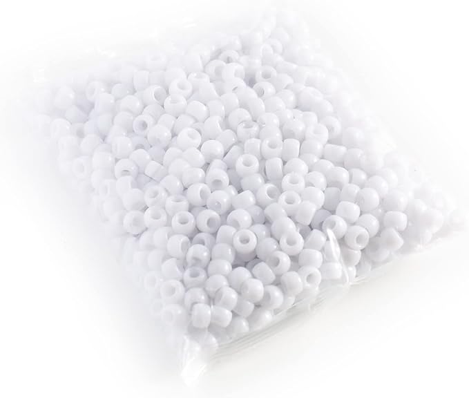 Gxueshan 1000 Pcs Acrylic White Pony Beads 6x9mm Bulk for Friendship Bracelet Necklace Jewelry Making Earring Hair Braiding