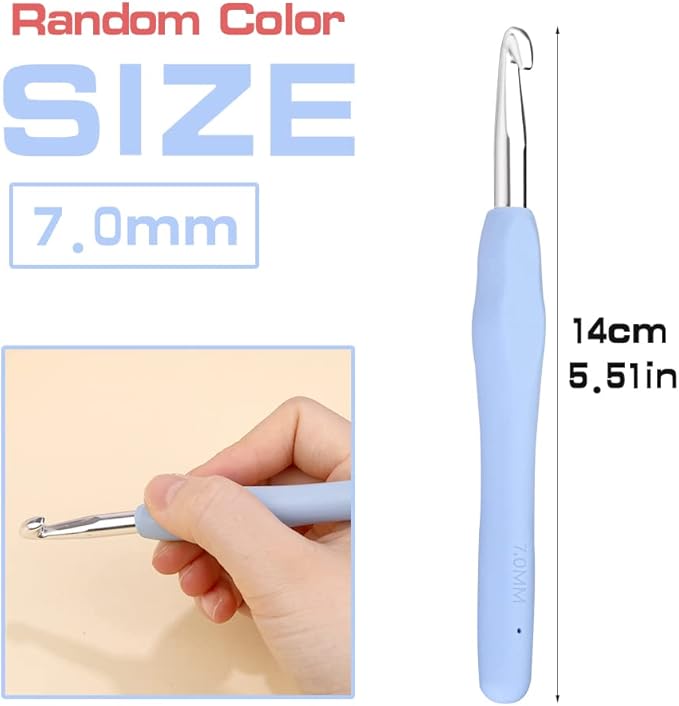 7 mm Crochet Hook, Ergonomic Handle for Arthritic Hands, Extra Long  Knitting Needles for Beginners and Crocheting Yarn (7 mm)