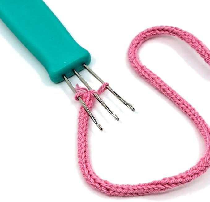 House Village Cordie - I-Cord Hand Tool for Knitting, Crochet, I-Cord Bind Offs and DIY Crafts (Cyan Blue) - Cord Maker, Compact Durable Craft Tool with Video Instructions
