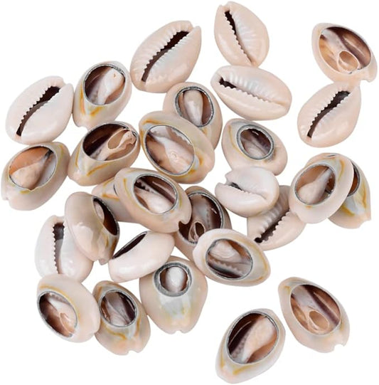 Cheriswelry 50pcs Natural Cowrie Shell Beads - Oval Shell Loose Spacer Beads, 1820mm for Jewelry Making & Decoration