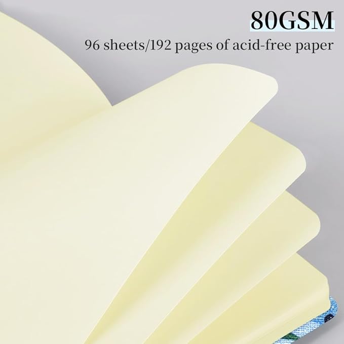 Mifuner 4.8x4.8in 80gsm Mini Notebooks Art Blank Pages Sketchbooks Travel Journal Pocket Hardcover Paint Writing Notebook Blank Diary Memo Planner Sketchbook Fabric Cover.Insect Butterfly