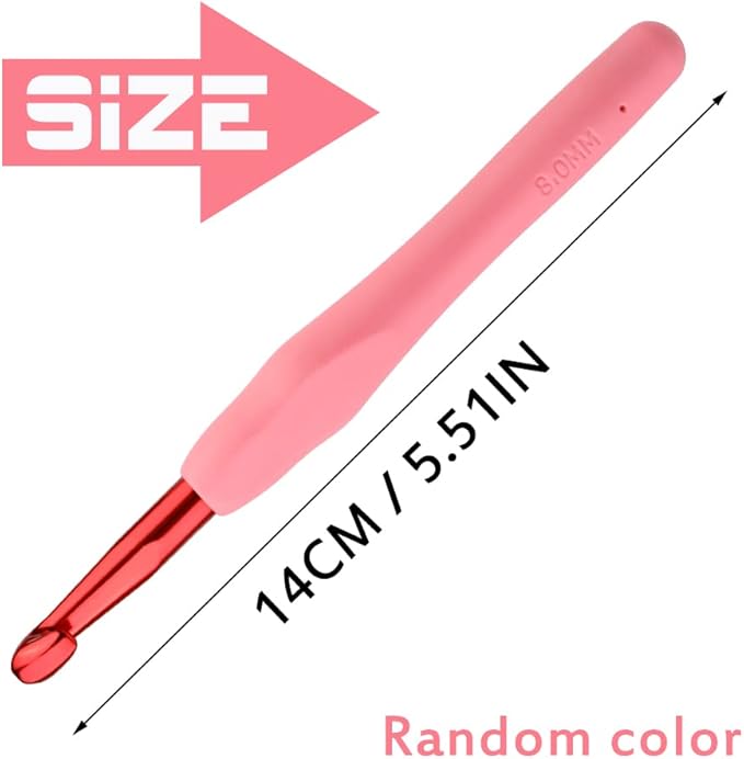 8mm Ergonomic Crochet Hook, Crochet Needles for Crocheting, Smooth Knitting Needles for Handmade DIY, Great Present for Women with Arthritic Hands, Random Color
