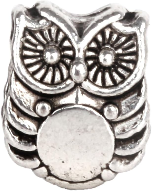 RUBYCA 30pcs Tibetan Silver Tone Spacer Beads Fit European Charms Bracelet Wonderful Owl Design