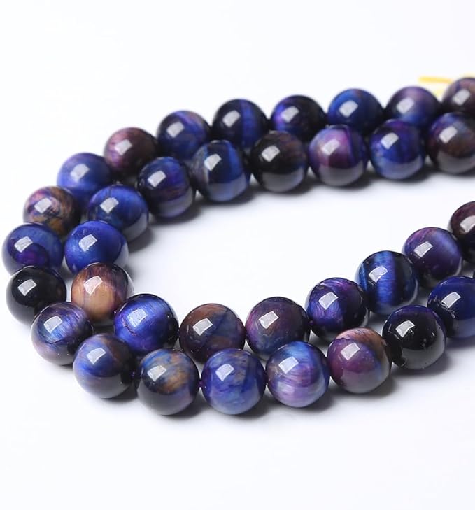 72PCS 10mm AAA Natural Tiger Eye Stone Beads Gemstone Round Spacer Loose Beads for Jewelry Making DIY Bracelet,Necklace, Earrings 2 Strand 32"