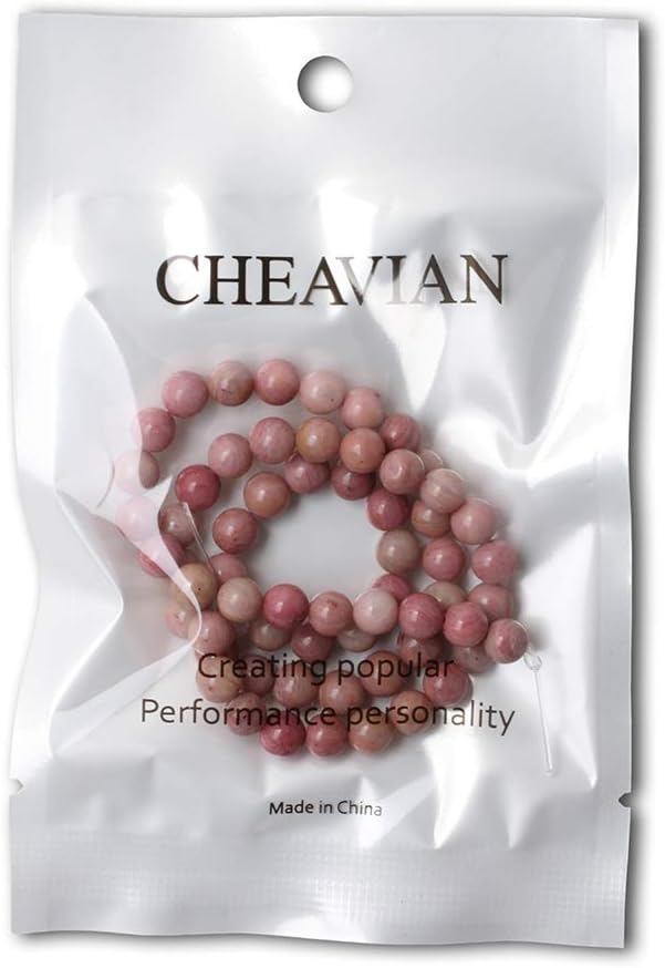 cheavian 60pcs 6mm natural rhodochrosite gemstone smooth round loose beads for jewelry making diy findings 1 strand 15"