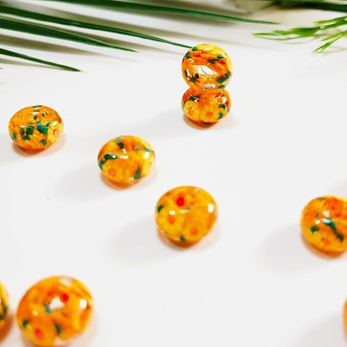 AIPRIDY Girls' Lucky Beads Lover Amber Beads, Big Hole Spacer Beads European Craft Beads for DIY Charms Bracelet Jewelry Making (Sun)