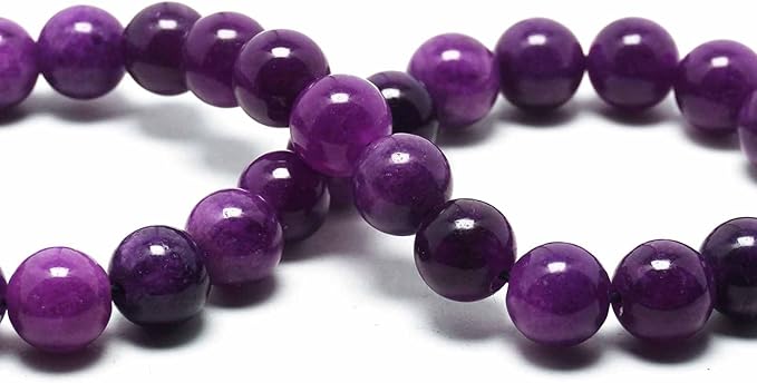 Jade Stone for Jewelry Making - 10mm Gemstone Round Craft Beads for Bracelets(35-38pcs, Purple Charoite Jade)