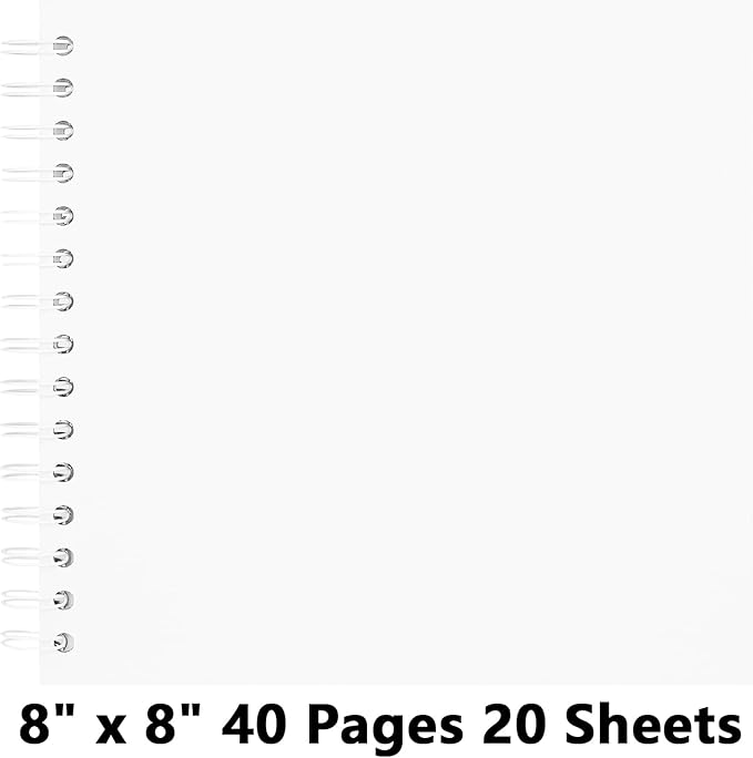 8X8 Inch DIY Scrapbook Photo Album, Kraft Blank Paper Scrap Book 40 Pages Memory Book for Wedding Family, White