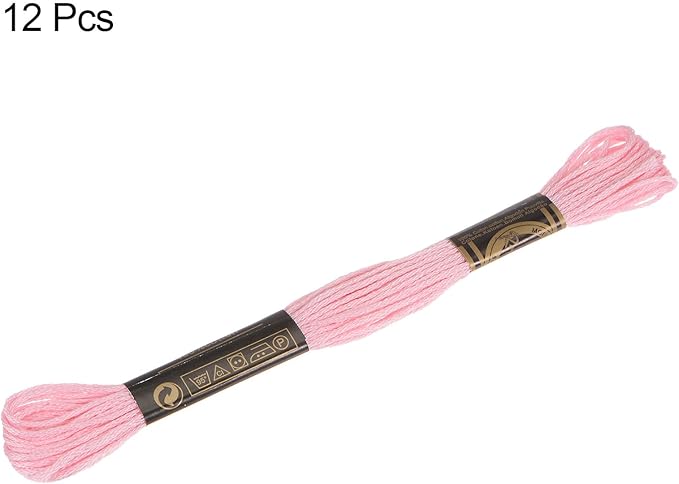 HARFINGTON 12 Skeins Embroidery Floss 8m Each Egyptian Long Fiber Cotton Cross Stitch Thread 26S/2x6 for Embroidery Projects Bracelet, Light Pink