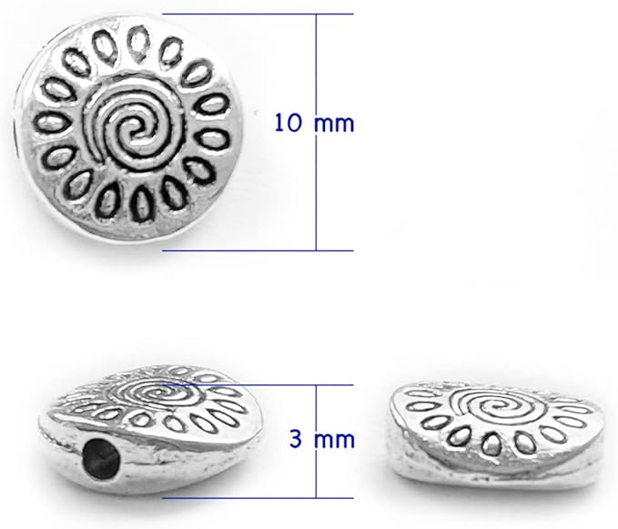 Tibetan Silver Spacer 10mm Flat Beads for Jewelry Making Supplies for Adults Small Seed Bead for Necklace Earring Bracelet Making Kit Bulk Silver Jewelry Set 67pcs
