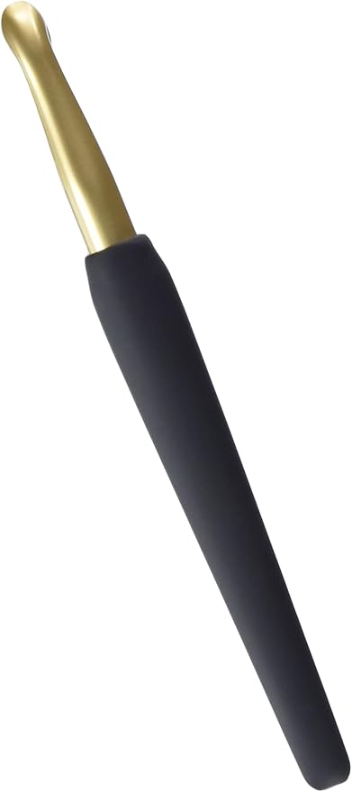 KnitPro Gold Aluminum Single-Ended Crochet Hook with Black Soft Handle | 9.00mm
