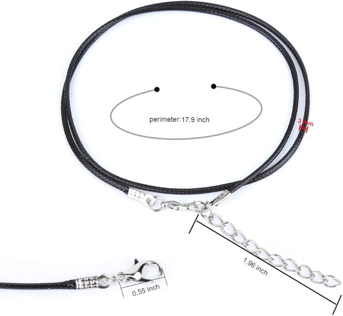 YGDZ Necklace Cord, 100pcs 1.5mm Waxed Bulk Leather Necklace Cord Necklace Rope String Chains with Clasp for Jewelry Making, Black