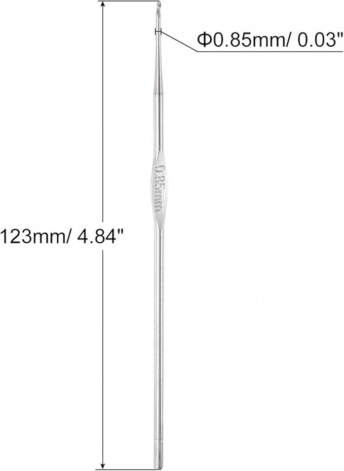 uxcell Stainless Steel Crochet Hook 0.85mm US Size 13 Knitting Needles for DIY Craft Yarn 6Pcs