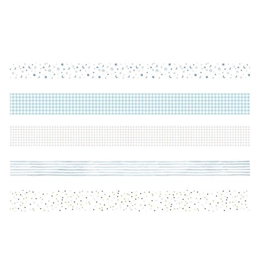 YUBBAEX 5 Rolls Washi Tape Set Creative Basic Skinny Masking Decorative Tapes for Arts, DIY Crafts, Journals, Planners, Scrapbooking, Wrapping (Cyan Dew)