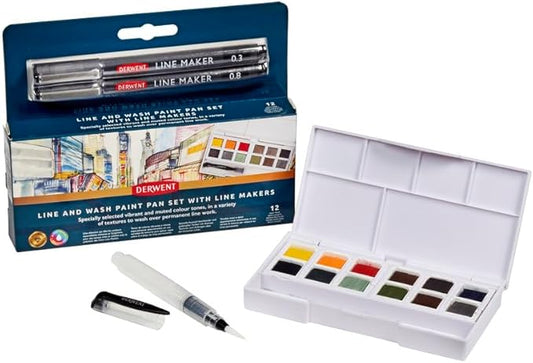 Derwent Line and Wash Mixed Media Paint Set with Line Makers (2306245)