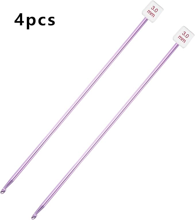 HEYLEAYAR 3mm Tunisian Crochet Hooks Bulk, 27cm Extra Long Crochet Needles Aluminum Afghan Knitting Needles Tools for Beginners and Skills Class, Pack of 4
