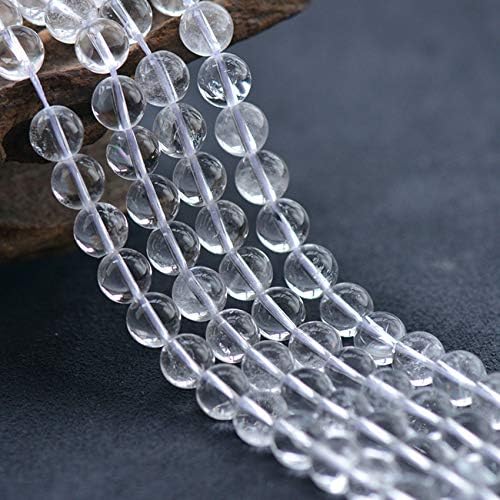 Natural Stone Beads 100pcs 8mm White Clear Crystal Quartz Round Stone Beading Loose Gemstone Hole 1mm DIY Smooth Beads for Bracelet Necklace Earrings Jewelry Making (Clear Crystal Quartz White, 8mm)