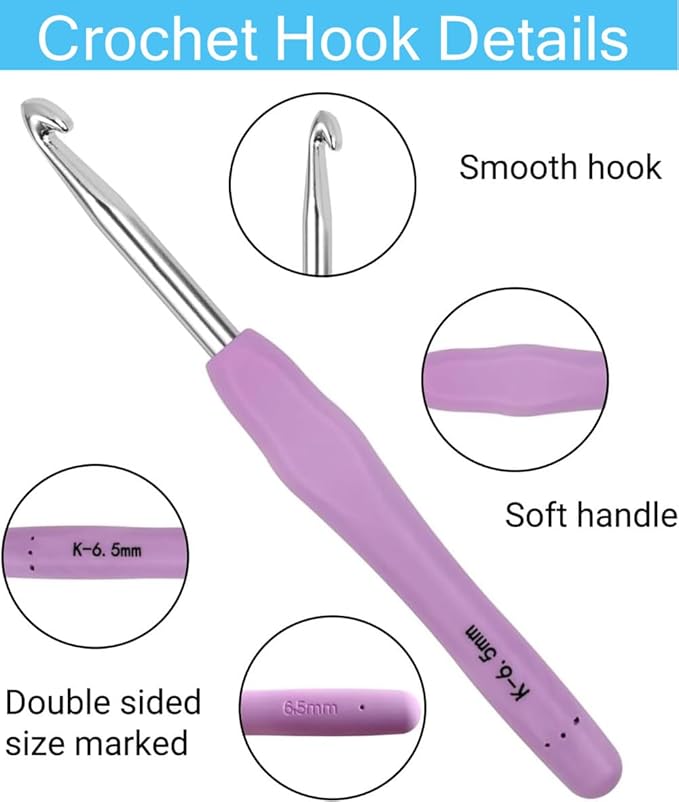 Crochet Hook Set,14 Sizes Crochet Hooks for Arthritic Hands,Crochet Hooks Ergonomic Soft Grip with Case,Crochet Needles(Size B-Size N)