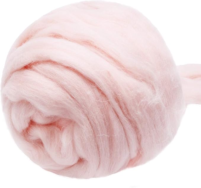 3.53oz Wool Roving, Needle Felting Wool Pure Wool, Chunky Yarn, Spinning Wool Roving for Needle Felting Wet Felting DIY Hand Spinning (Meat Pink)
