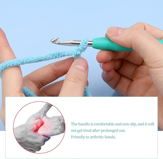 5.5 mm Crochet Hook, Ergonomic Handle for Arthritic Hands, Extra Long  Knitting Needles for Beginners and Crocheting Yarn (5.5 mm)
