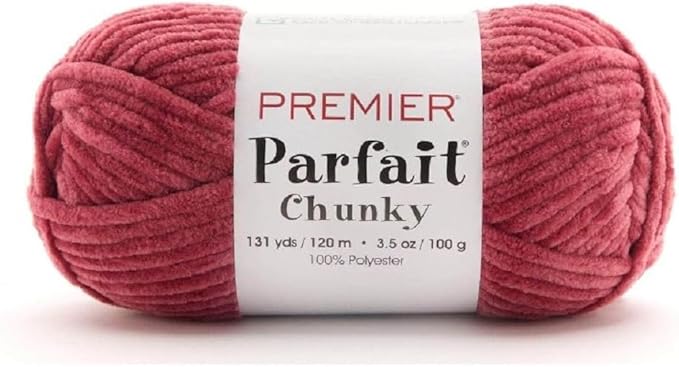 Premier Yarns Parfait Chunky Chenille Yarn 3.5 Oz 6 Super Bulky Weight 3 Pack Bundle with Bella's Stitch Place Holders (Maple Leaf)