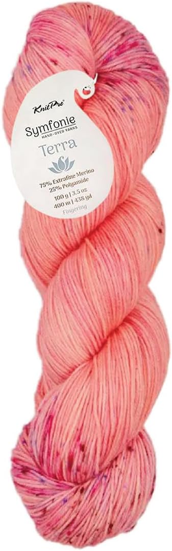 KnitPro Symfonie Fingering Weight Hand Dyed Variegated Yarn Skein | Extra Fine Merino Wool & Polyamide Blend for Knitting & Crocheting, Oeko-TEX Certified 400m, 100g | Terra Blush