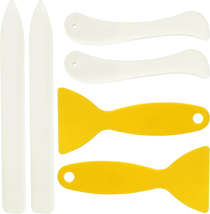 WONVOC 6 pcs Bone Folders, Crease Makers, Scoring Tool, Plastic Bone Folder Paper Creaser, Folding Bookbinding Tool, Origami Tools for Making Paper Crafts Quilting Leathercraft Bookbinding