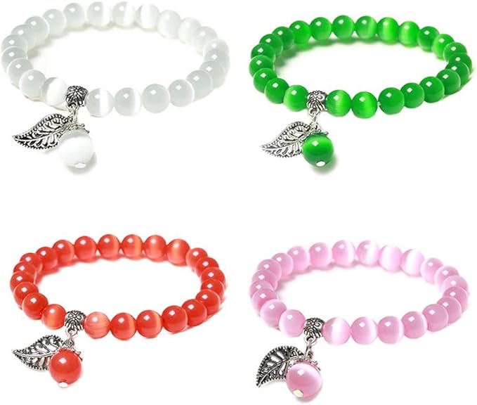 EuTengHao 488Pcs Cat Eye Glass Beads Set Natural Gemstone Round Loose Stone Beads with Pendant Accessories Open Jump Ring Spacer Beads Bracelet String for Bracelet Necklaces Crafting Earrings Jewelry