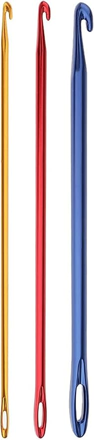 MauSong 3 Pieces Aluminum Tunisian Afghan Crochet Hook Knit Needle Hand Weaving Knitting Tool DIY