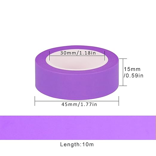 NatSumeBasics 3 Purple Washi Tapes Plain Decorative Masking Tape, 32 Feet Self-Adhesive Tapes for Packaging Decor Journals Scrapbooks Planners DIY Crafts Gift (Purple)