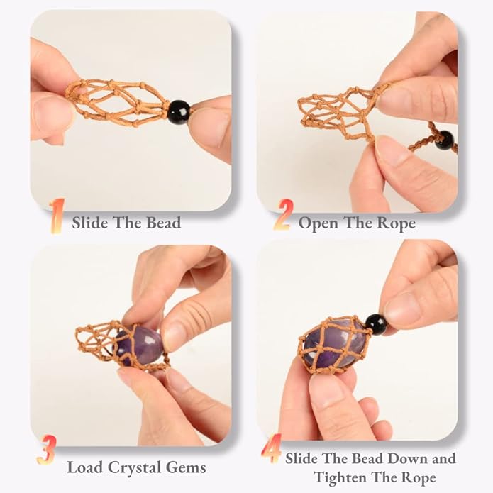24pcs Adjustable Empty Necklace Holder Crystal Stone Necklace Pendant Necklace Cord Hand Woven Necklace Ropes for Jewelry Making