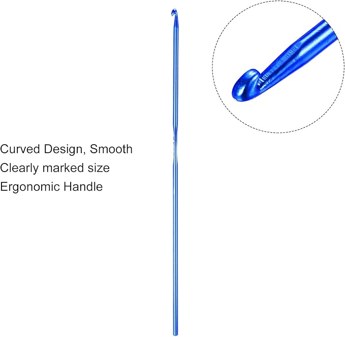 uxcell 20Pcs Aluminum Crochet Hook 2.5mm Knitting Needles for DIY Craft Yarn Blue