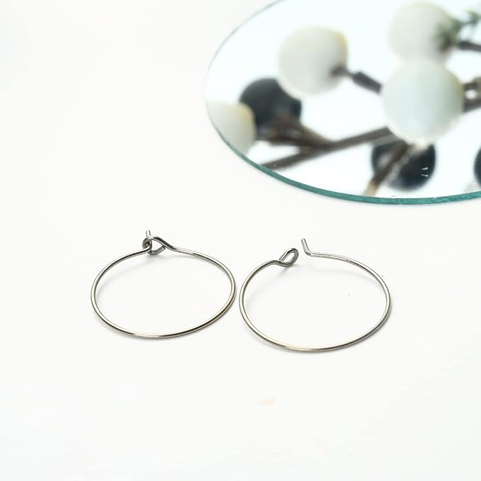 2pcs 20g pure titanium earring hoops diy beaded earrings findings components for jewelry making 20mm, hypoallergenic beading hoop earring making kit for women men sensitive ears