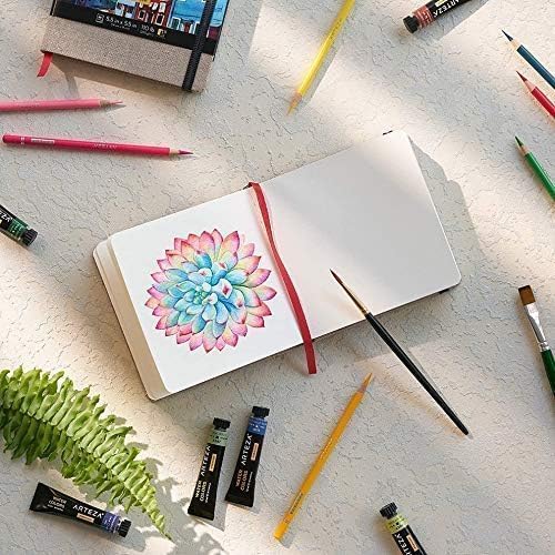 ARTEZA Watercolor Journals, Pack of 3, 5.5 x 5.5 Inches, 88 Pages Each, 110 lb / 230 gsm, Cold Press, Dual-Sided, Acid-Free Linen-Bound Hardcover Books for Watercolor and Fluid Media