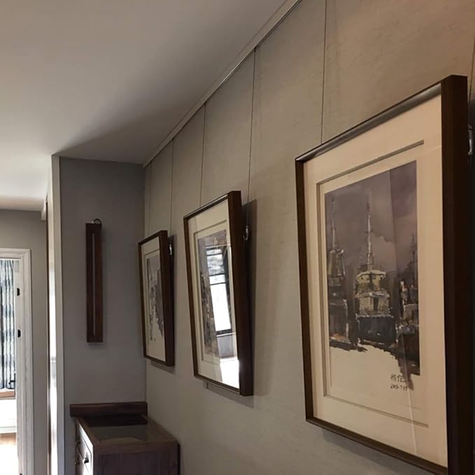 Picture Hanging Systems, for Art Galleries, Home, Two 48inch Rails, Click Rail Kits (2 White Rails 4 Steel Cables & 4 Hooks)