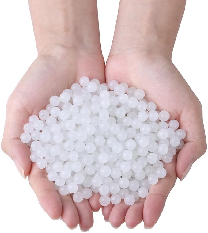 500Pcs White Round Glass Beads 8mm for Necklaces, Clear Glass Crystal Beads for Bracelet Making Kits Earring Bracelets and DIY Crafts(White)