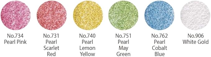 Kuretake GANSAI TAMBI PEARL COLORS, 6 colors set, Watercolor paint for Professional, for artists and crafters,Illustrations, Drawing, Lettering, Made in Japan