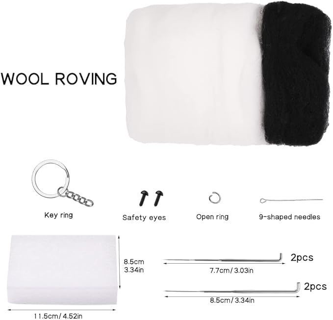 QMNNMA Needle Felting Kit, Animals Needle Felting Set, DIY Wool Felt Materials Set with Felting Tool and Instruction for Needle Felting Craft Project and DIY Handmade