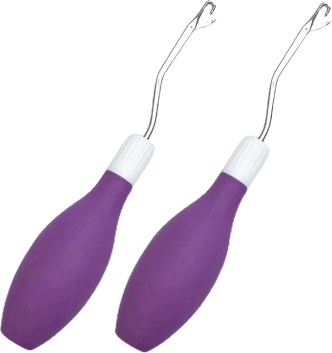 DKJEkdje 2 Pcs Latch Hook Tool, Silicone Handle Bent Tool 6.7 Inches Latch Hook Crochet Needle for Crochet Rug Carpet Crafts