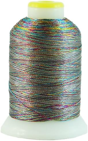 Threadart Metallic Thread | No. L90 - Dark Multi | 500 Meter Cones (550 Yards) | 25 Brilliant Shiny Colors | For Machine Embroidery