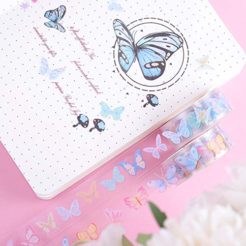10 Rolls Waterproof Plastic Tape Cute 15mm Wide Self-Adhesive Tape Butterfly and Fruits Pattern Masking Clear Printed Sticker Lovely Gift for Scrapbook, Bullet Journal, Planner, Arts & Crafts-65.6 Ft