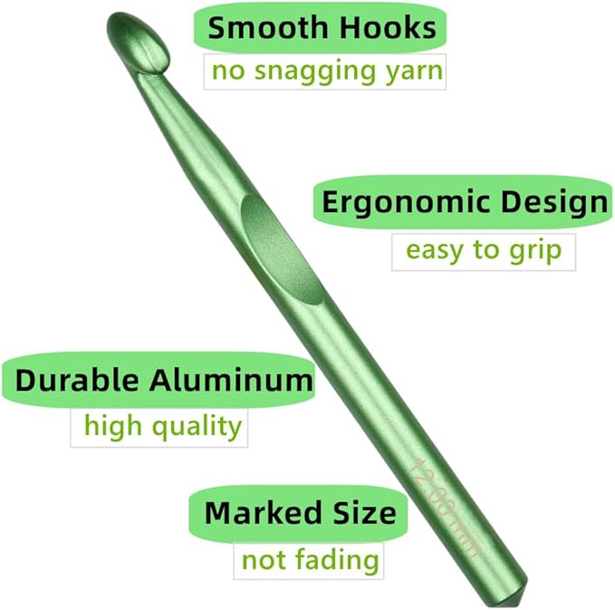 Large Crochet Hooks,15mm 12mm 10mm 9mm 8mm 7mm 6.5mm Crochet Hooks for Chunky Yarn